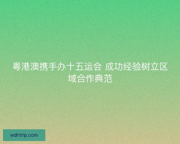 粤港澳携手办十五运会 成功经验树立区域合作典范